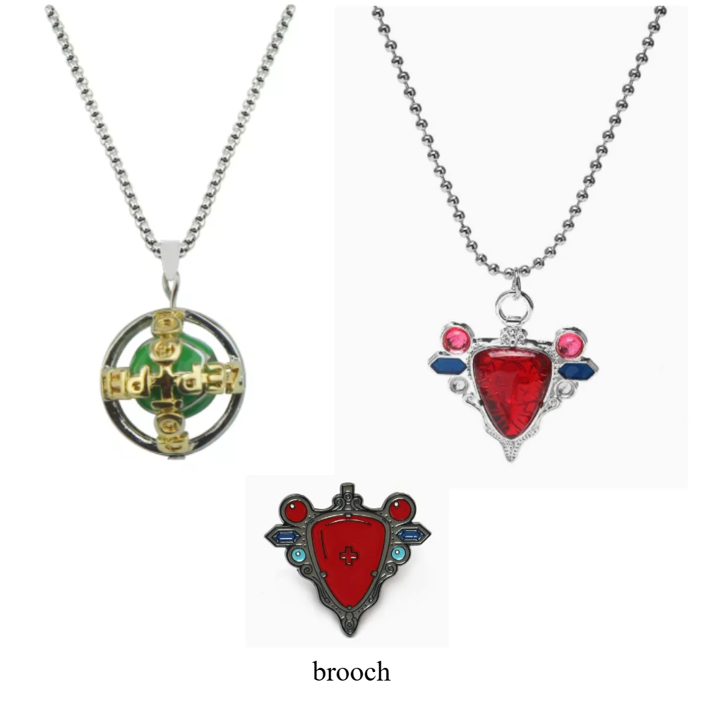 3pcs Anime Jojo Cosplay Ball Pendant Run Necklace Gyro for Fans Trendy Stainless Steel Redstone Jewelry Brooch Accessory Gift