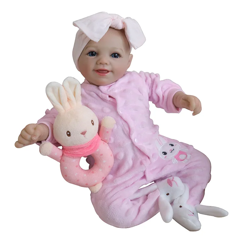 48 cm peluche souriante Bebe Reborn poupée avec cheveux peints corps en tissu doux de haute qualité peint avec des veines visibles Reborn poupée