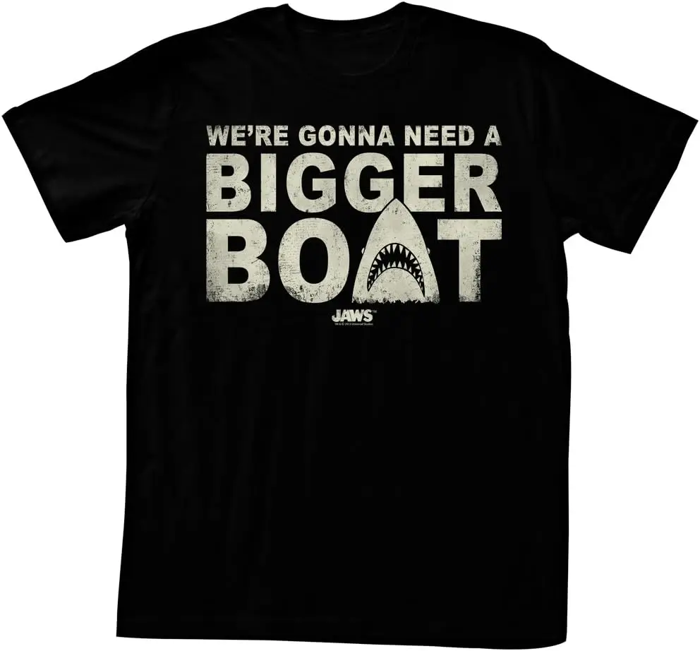 

Jaws Tall T-Shirt Distressed We're Gonna Need A Bigger Boat Text Black Tee