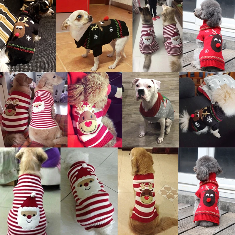 Fashion Dog Clothes Christmas Deer Knitted Sweater Chihuahua Bichon Outfit Coat Puppy Warm Jacket Autumn Winter Pet Clothing