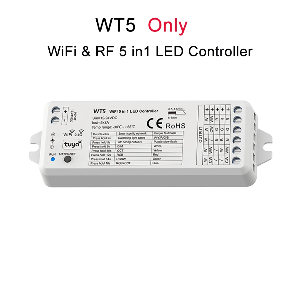 CENFAYA Tuya wifi 5 in 1 led controller kit rf 2,4g glas wand montage touch panel rgbcct led smart dimm steuerung dc 12v 24v dimmer 6