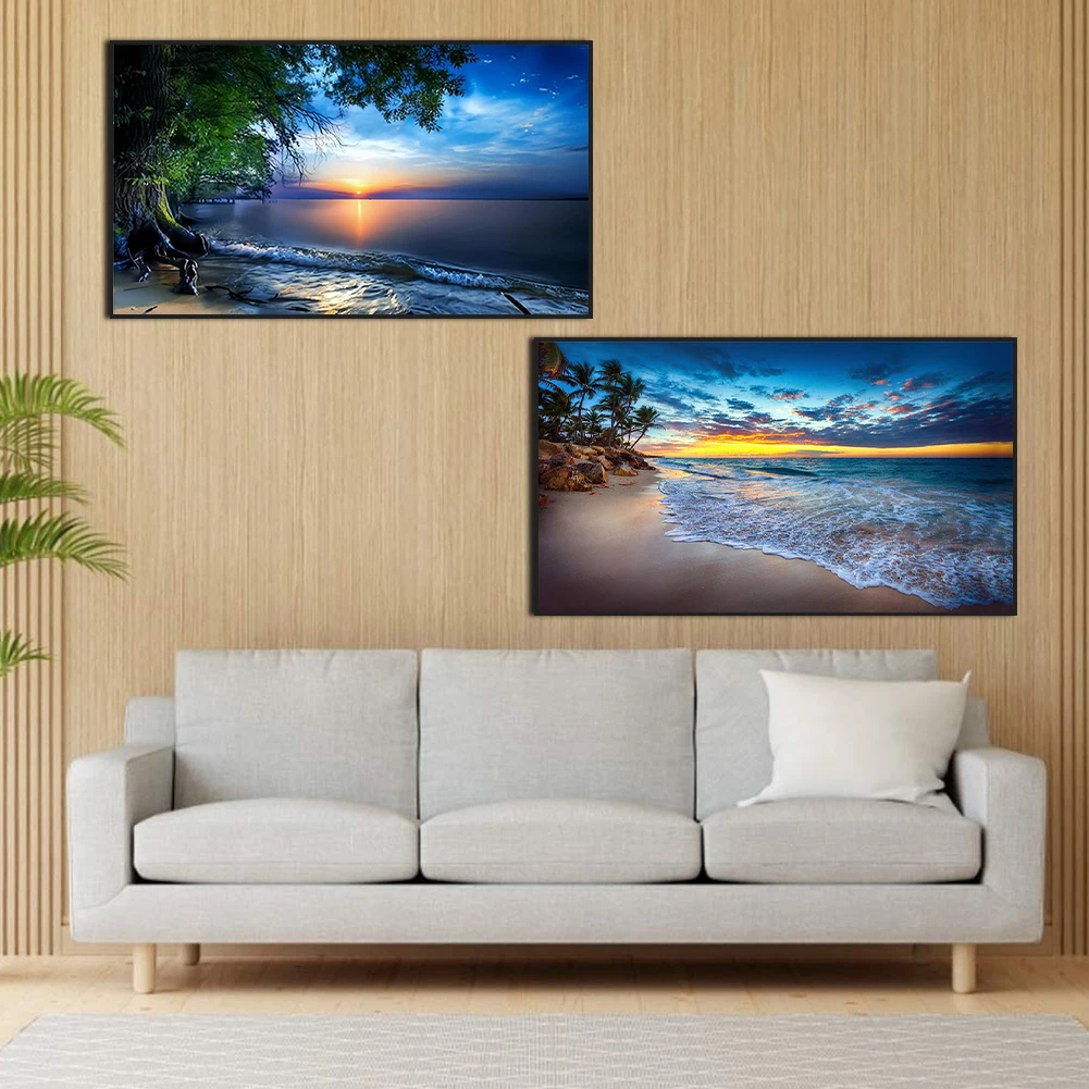 

2pcs Landscape 5D DIY Full Drill Round Diamond Painting Kit Home Decor 70x40cm (D)