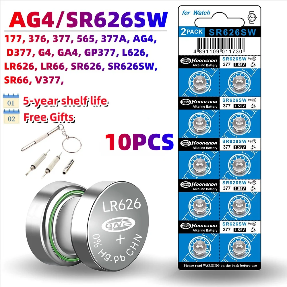 10PCS AG13 LR44 1.5V Knop Batterijen LR41 LR1130 LR626 SR621SW SR626SW SR920SW SR721SW Alkaline batterij Cel Coin voor Horloge Speelgoed