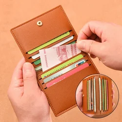 PU Leather Card Holder Business ID Credit Card Bags Wallet for Women Short Solid Purse with Buttons Ultra Thin Credit Card Bags