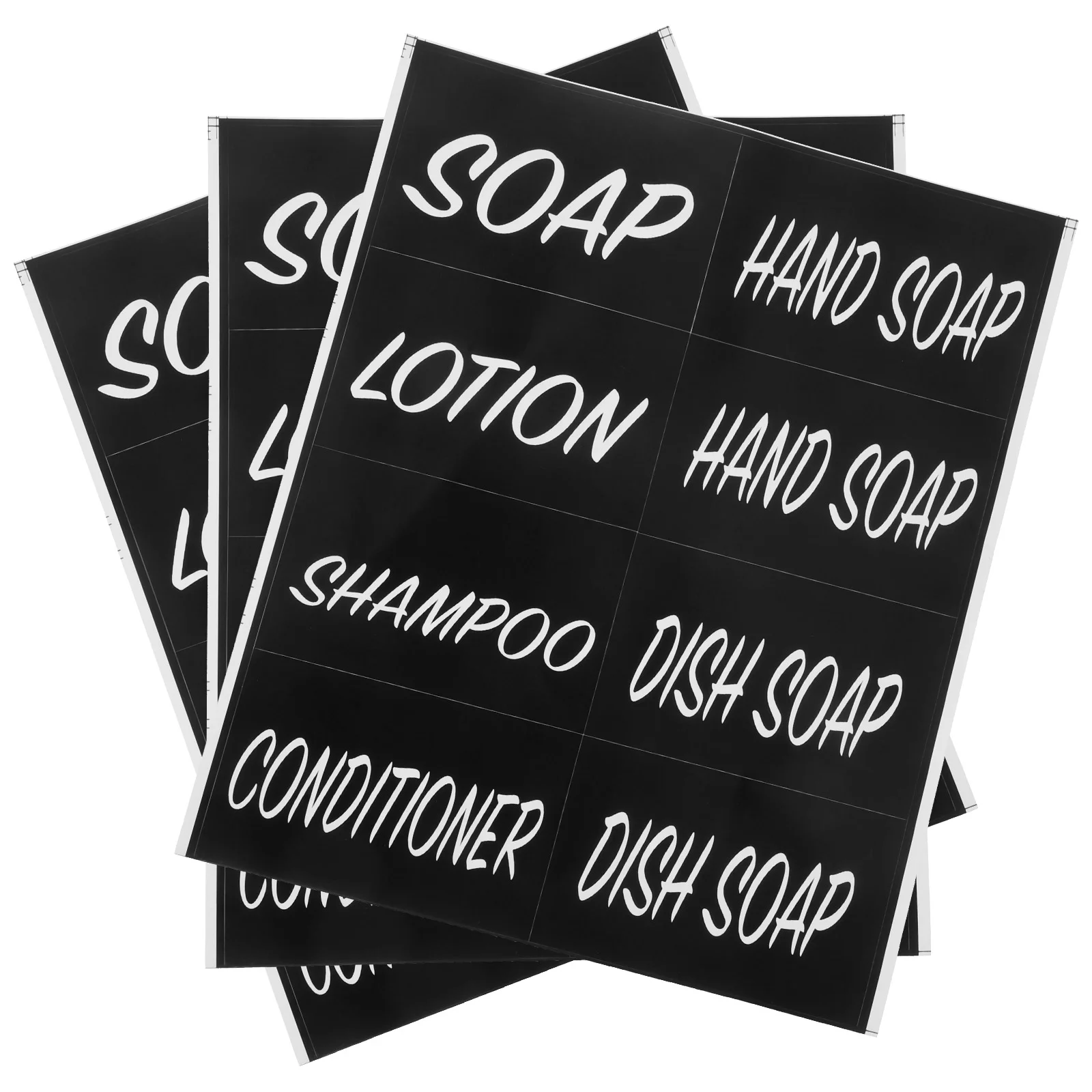 

3 Sheets Waterproof and Oil-proof Bath Label Dishsoap Toiletries (black) Stickers Hand Lotion Shampoo Dispenser Labels Travel