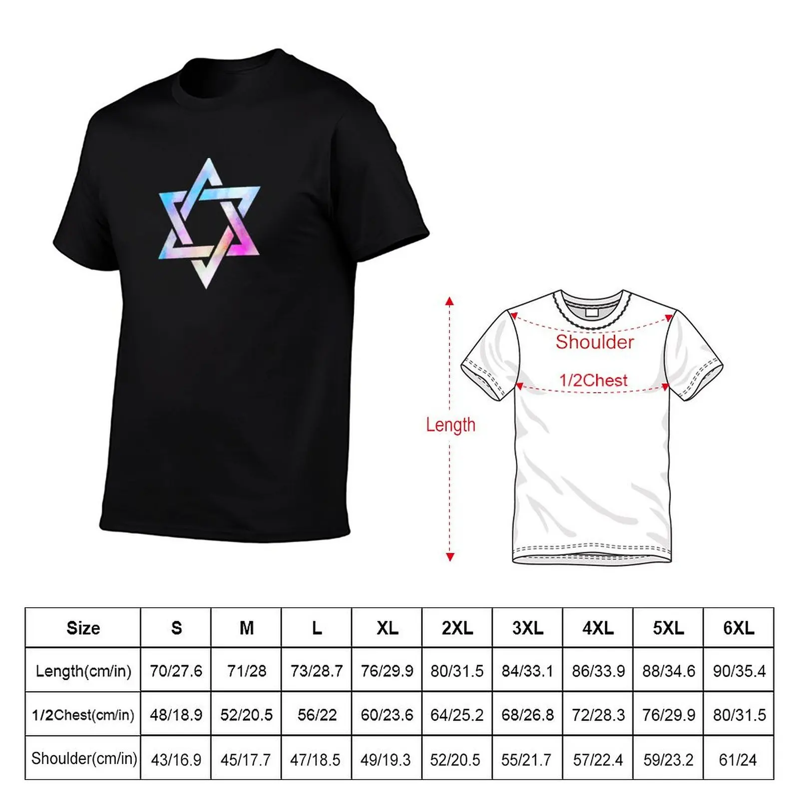 Star Of David Watercolor T-Shirt customs oversized graphics black t shirts for men image 5