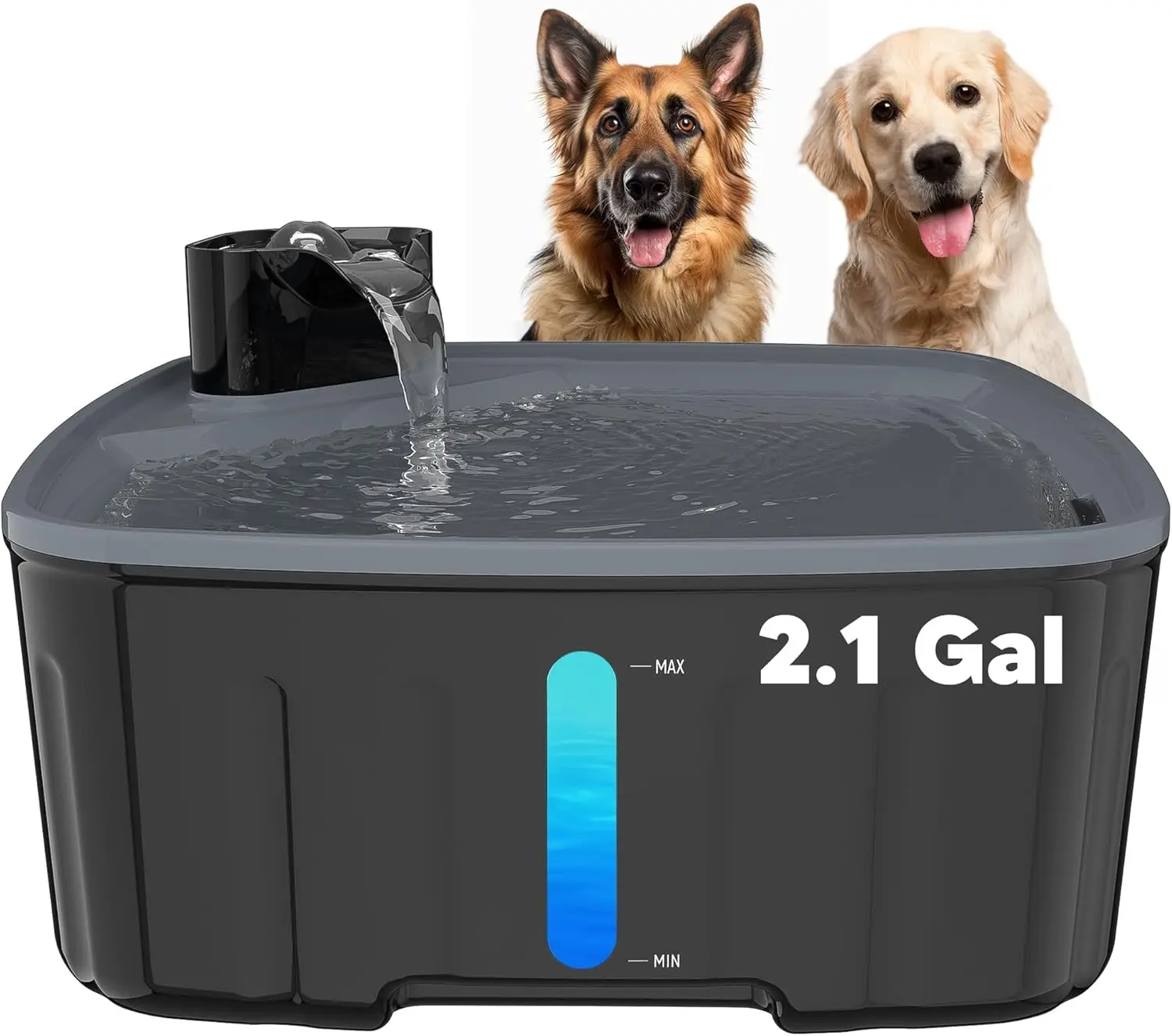 

Large Dog Water Fountain with LED Reminder, Ultra-Quiet Pump, 2.1GAL Capacity for Multi-Pet Homes