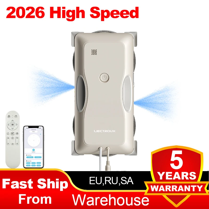 Window Vacuum Robot Cleaner LIECTROUX G8, High Speed,Double Water Spray,Ultra-thin Window Cleaner,Electric Glass Washer,AI Route