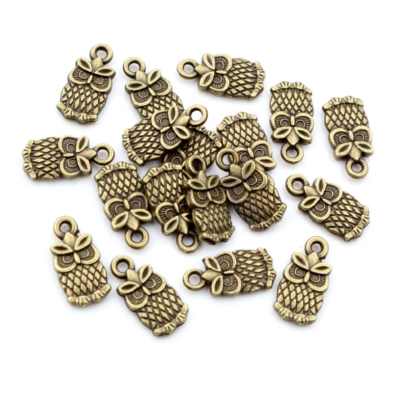 30pcs 15x8mm 19x10mm Antique Silver Plated Bronze Owl Handmade Charms Pendant DIY Jewelry Accessories for bracelet necklace