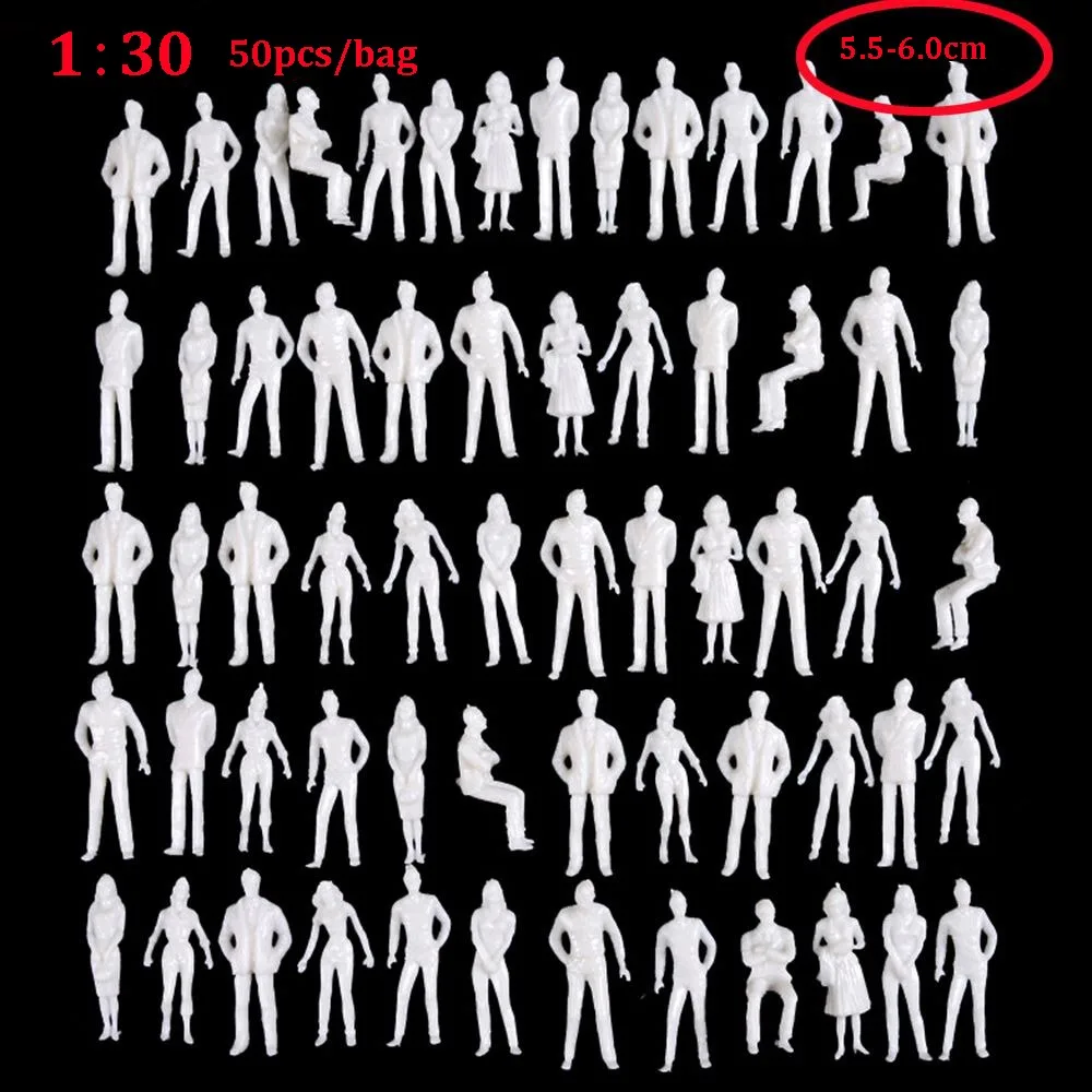 50/100pcs 1:200/1:100/1:150/1:75/1:50/1:30/1:25 Scale Model Building People Figures Mixed Color Plastic Colorful People