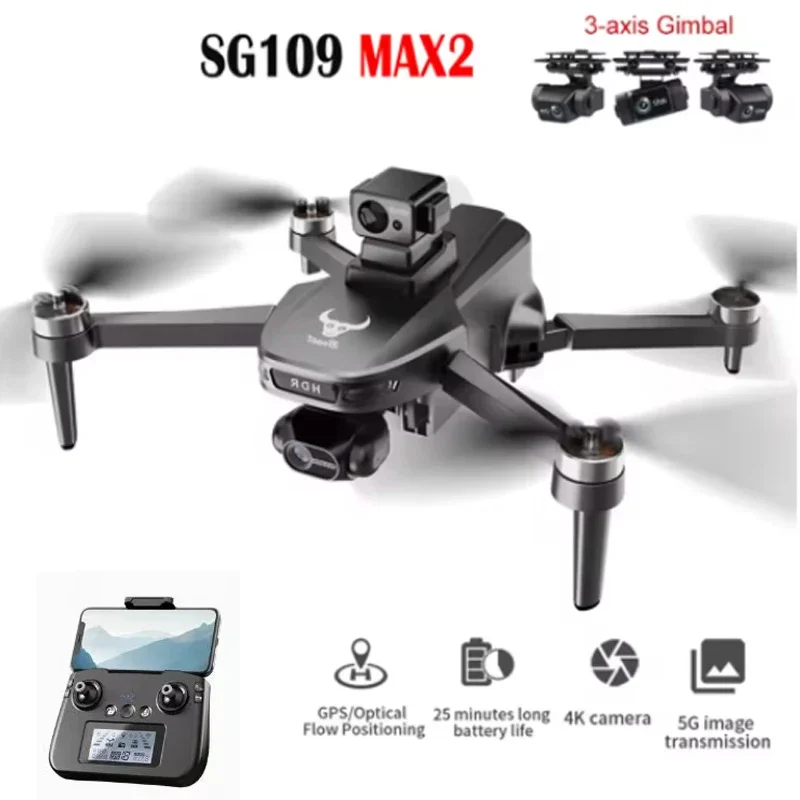 SG109 MAX2 8K GPS 드론 - 3축 짐벌 듀얼 카메라 360 °   장애물 회피 접이식 브러시리스 쿼드콥터