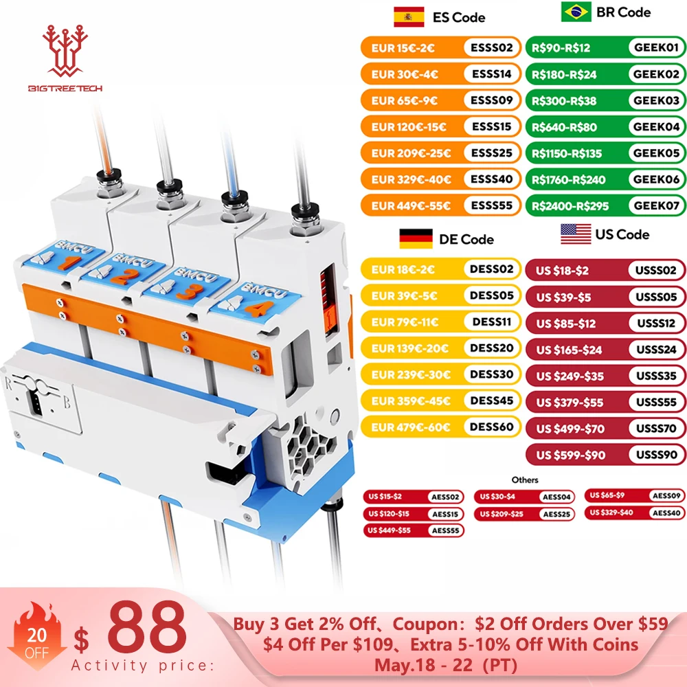 BIGTREETECH BMCU-370 AMS MMU Solutions AMS Lite Support Auto Refill Farm Open-Source Upgrade For Bambu Lab P1P P1S A1 A1 MINI
