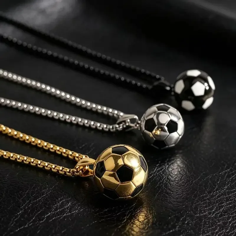 316L Stainless Steel Football Pendant Chain Necklace For Men Boy Jewelry Soccer Accessories for Gift