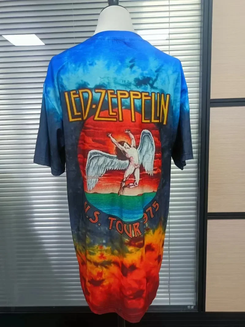 Tie-dye Angel Print Short Sleeve O-neck Pullover Women Summer Fashion Casual T-shirt Loose Plus Size Tops All-match Commute Tees