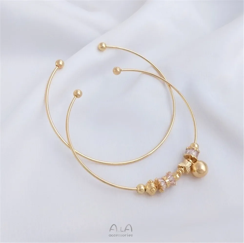 14K gold bag color protection fine screw wringing Bracelet DIY manual bead hanging pendant hand made accessory open Bracelet