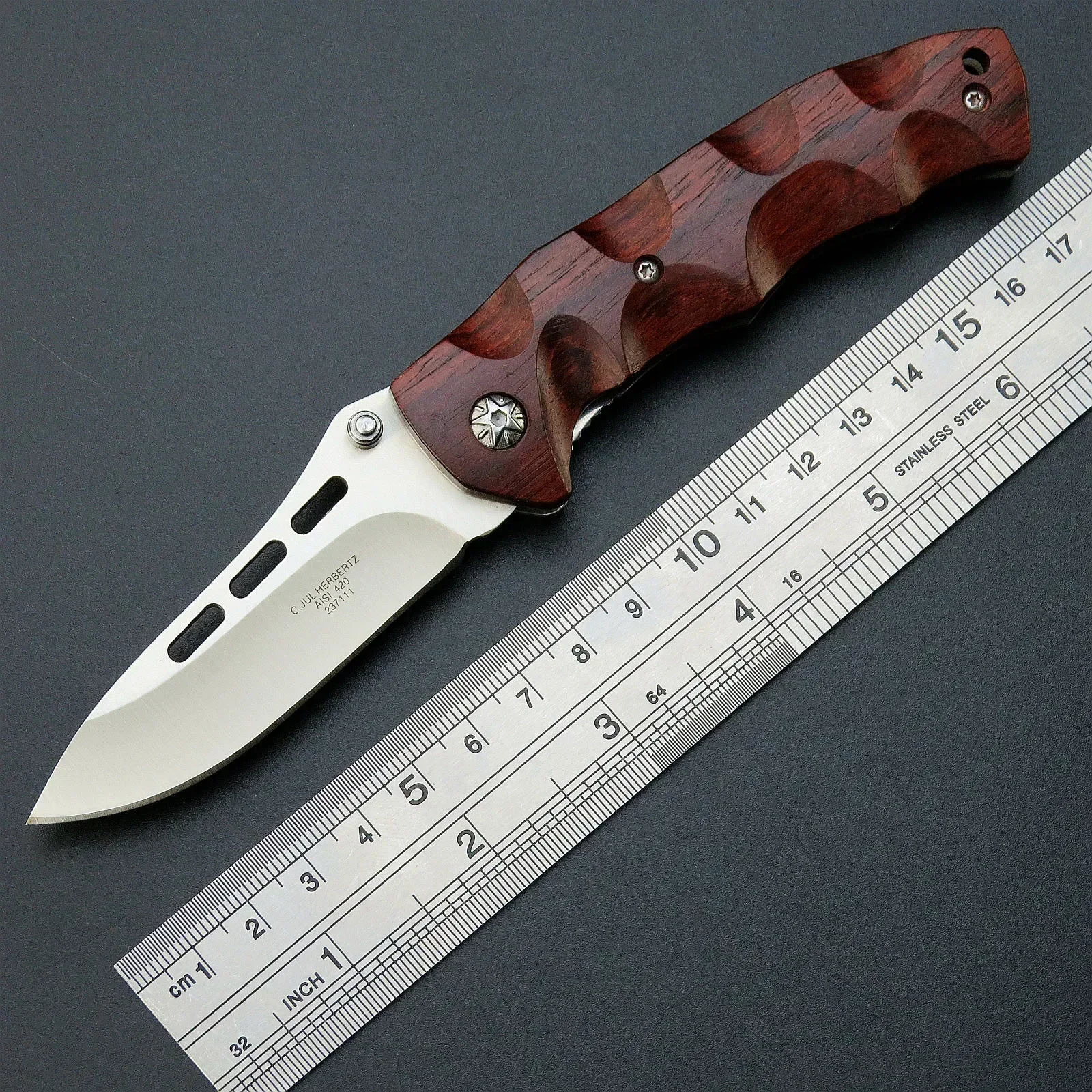

EF1 Camping Knife D2 Blade+Redwood Handle Folding Pocket Knife for Outdoor Hunting camping EDC Tool