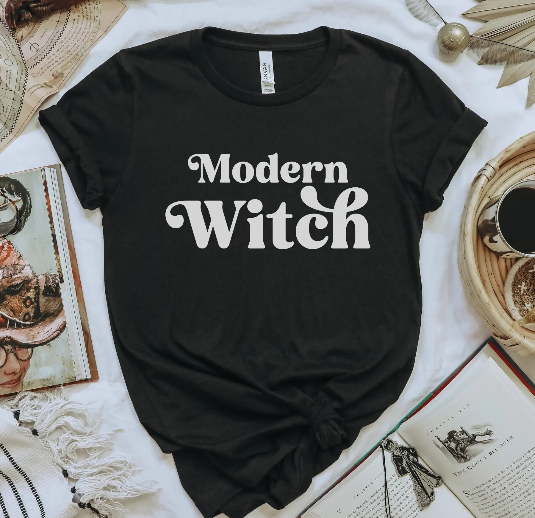 Modern Witch T Shirt Witchcraft Green Witchy Vibes Spiritual Halloween Spooky Season Occult Lover