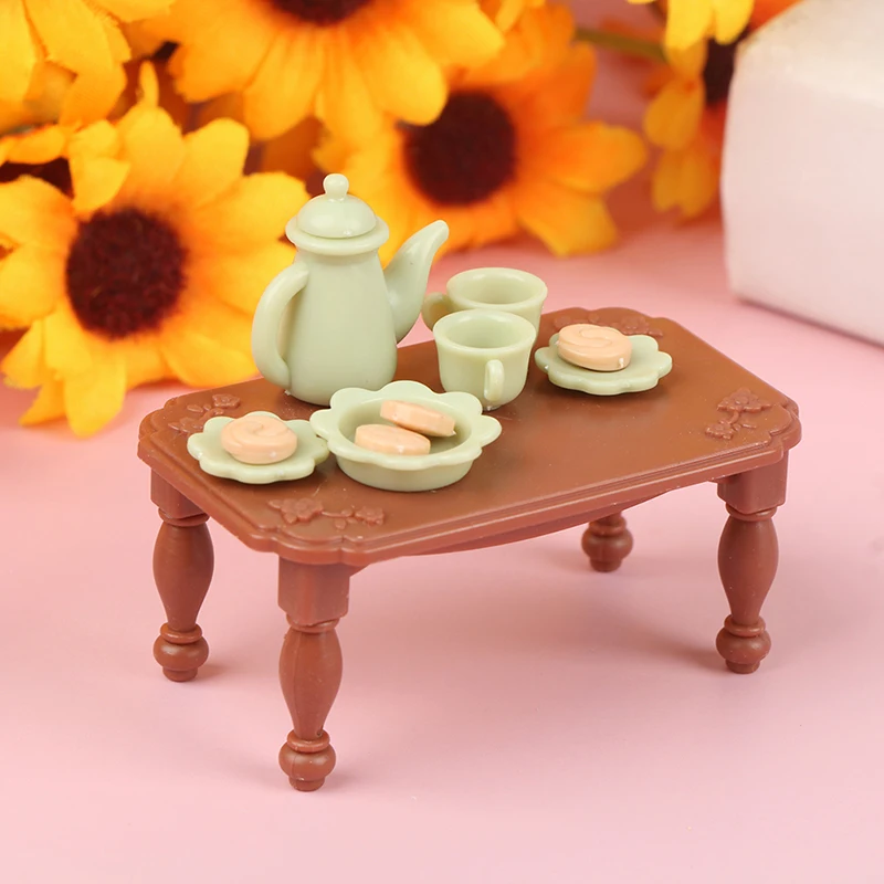 1Set 1:12 Poppenhuis Miniatuur Piano Sofa Tafellamp Teaset Dessert Gebak Meubels Home Decor Speelgoed