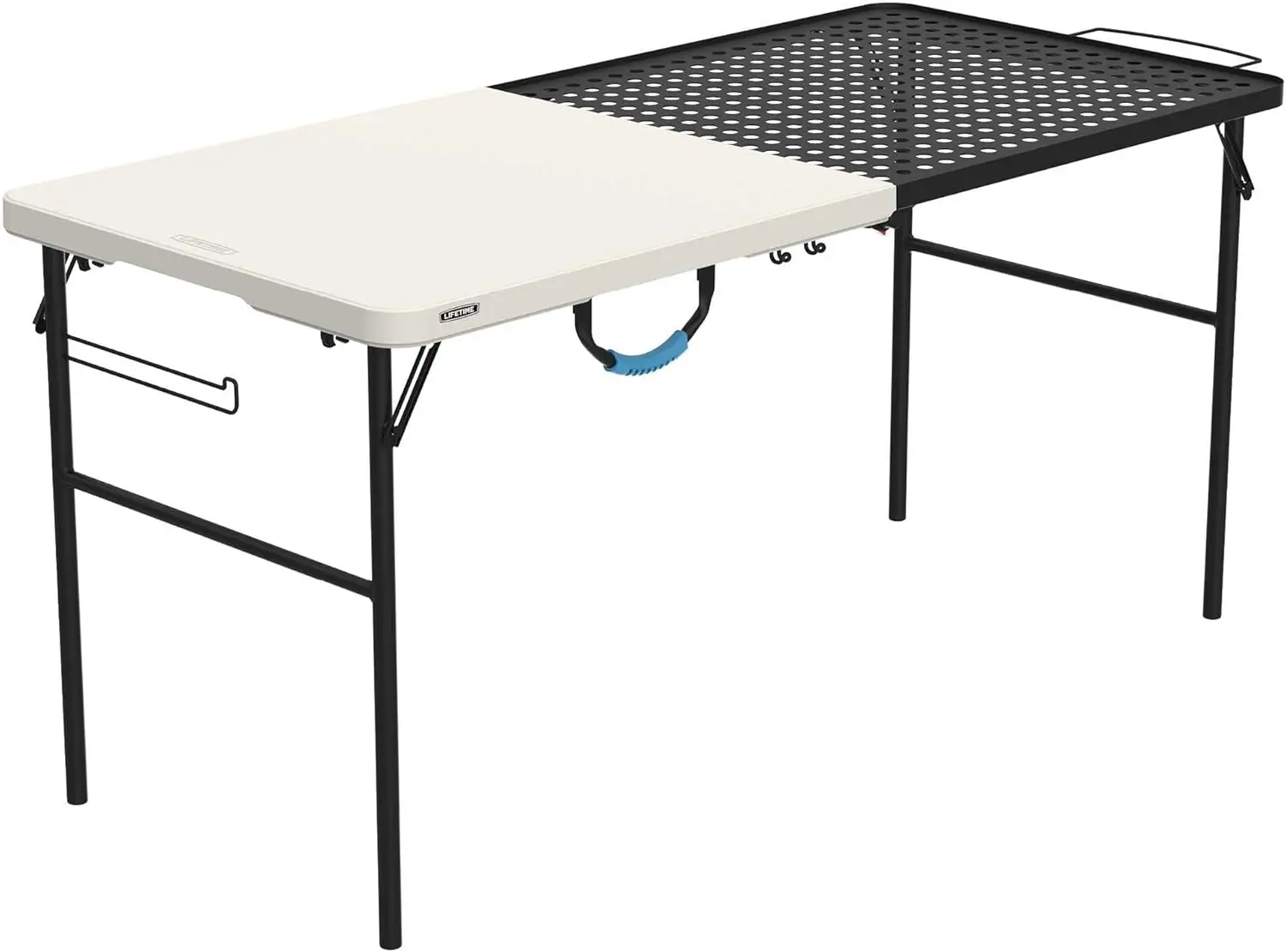 Folding Tailgate Table with Grill Rack, Portable Outdoor Camping Station