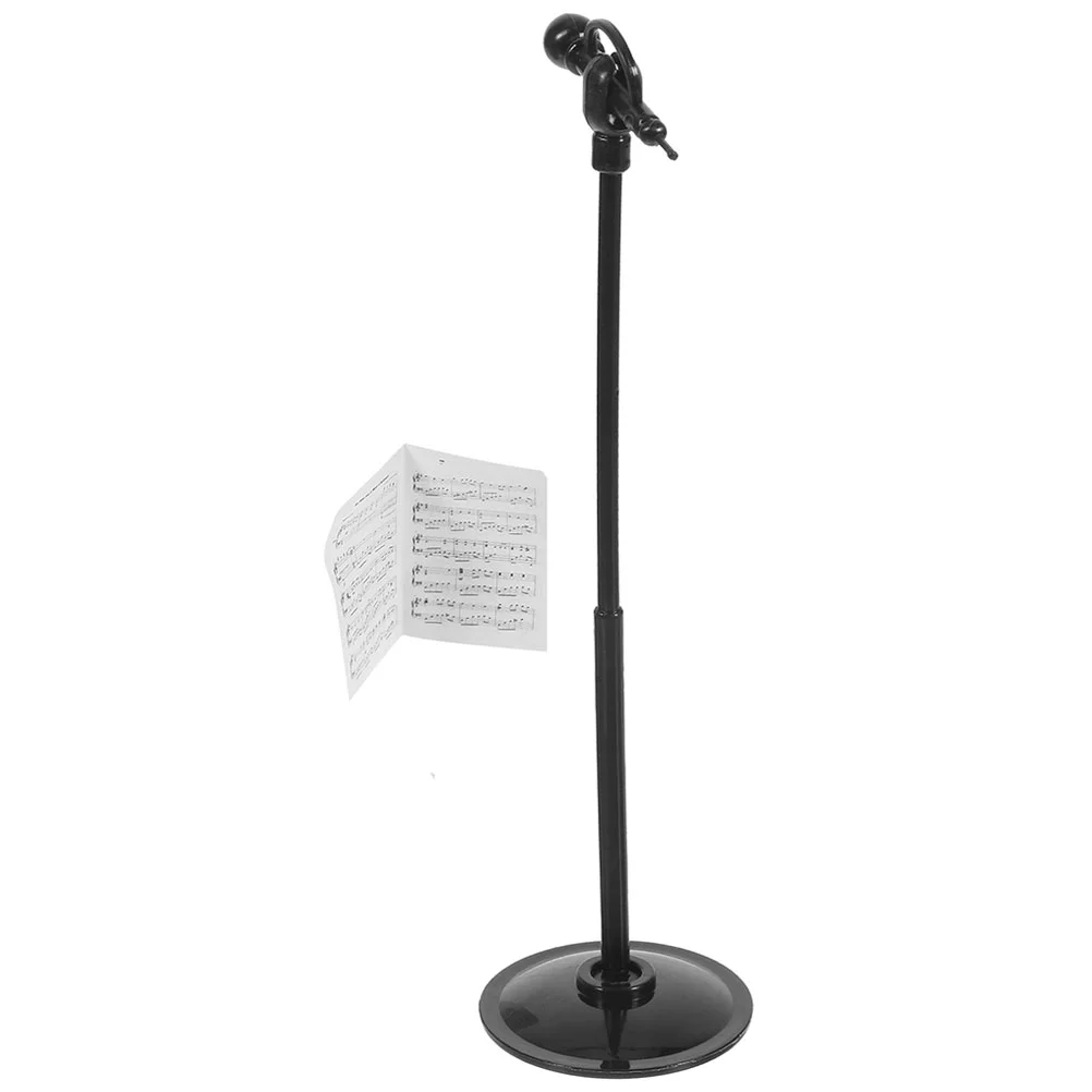 

5 Sets Mini Furniture Model Figurine Mic Microphone Stand Delicate Funny Adorable Fake to Weave