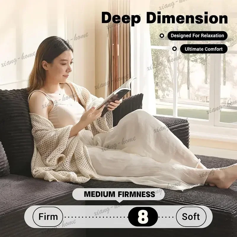 FG High Quality 107 Inch Modern Modular Boneless Cloud Sectional Sofa Deep Seat No Assembly for Living Room
