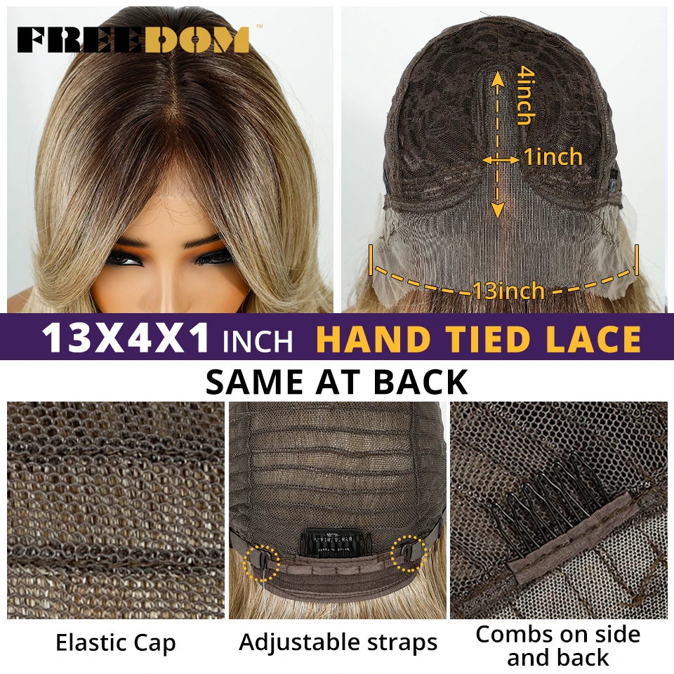 الاصطناعية الدانتيل شعر مستعار أمامي 20 بوصة الطبقات شعر مستعار مستقيم مع الانفجارات أومبير شقراء براون الباروكات للنساء شعر مستعار تأثيري الاصطناعية #5