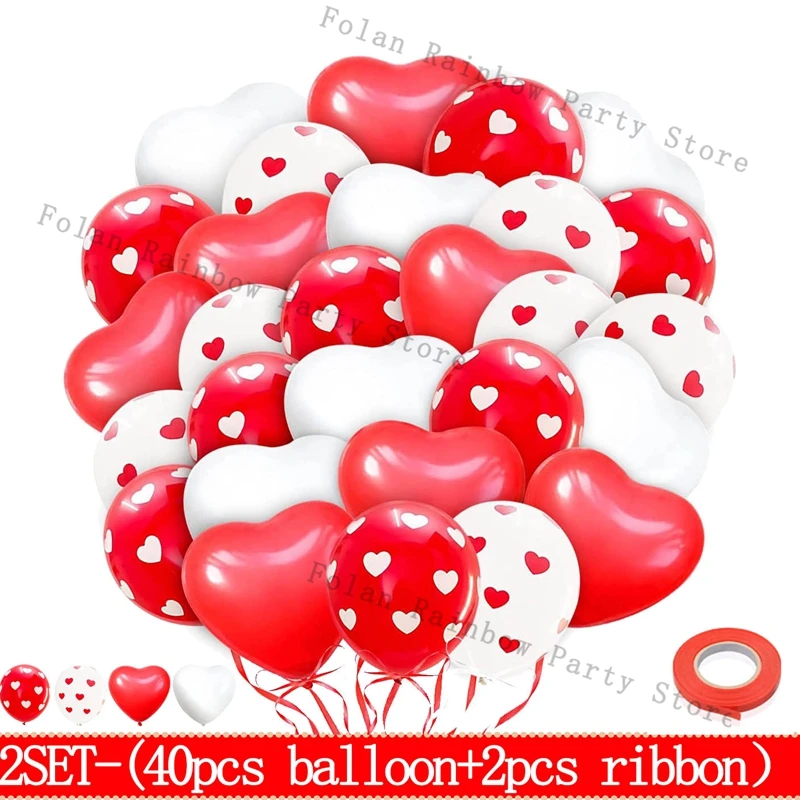 Rote Herzballons Aufblasbare Latexballons für Valentinstag Weiße Liebesballons Hochzeitsfeier Jubiläumsdekoration Zubehör – Detail 7