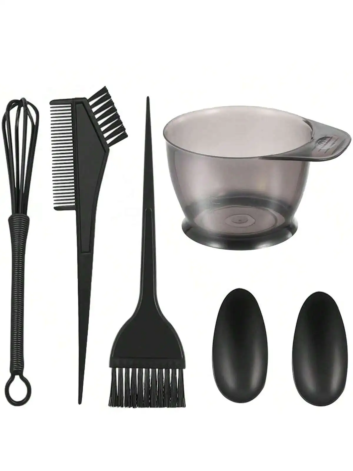 

Набор для профессионального окрашивания волос из 6 предметов: миска, кисть, расческа, венчик, защитные наушники. Набор инструментов для окрашивания волос в салоне и дома.