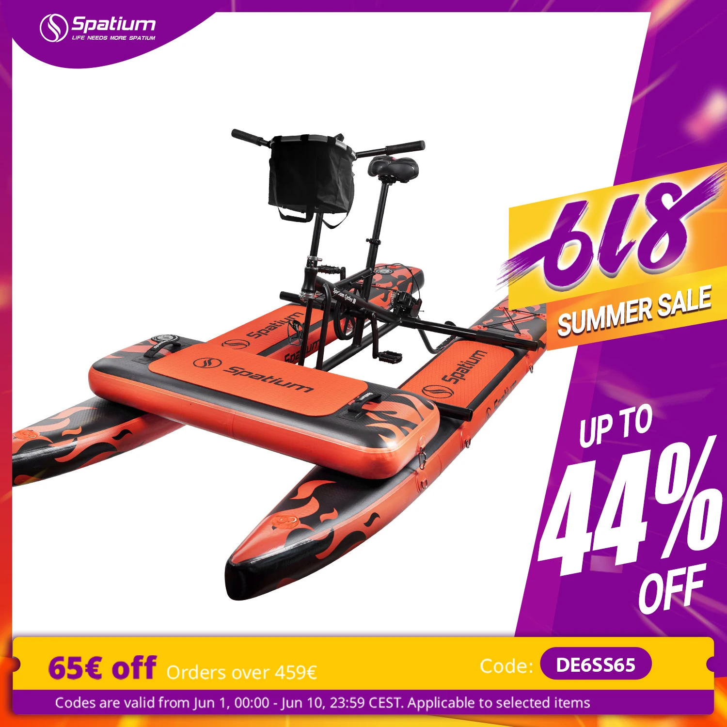 

Spatium Sup Water Bike 3.0 Inflatable Pedal Boat Inflatable Pedal Kayak Water Bikes for Lake Fishing Pedal Boat More Stable