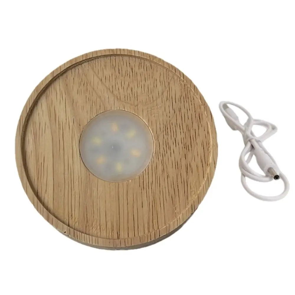Colorful Round Wooden LED Light Base INS 10cm Rechargeable Lamp Holder Modern Energy-saving USB Display Night Lamp Holder Shops