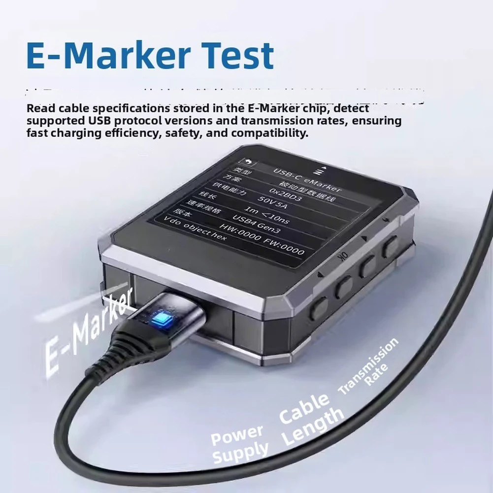 240W USB C Power Analyzer Tester with PC HID Connection for Data Logging Real Time Graphs and Exportable Reports