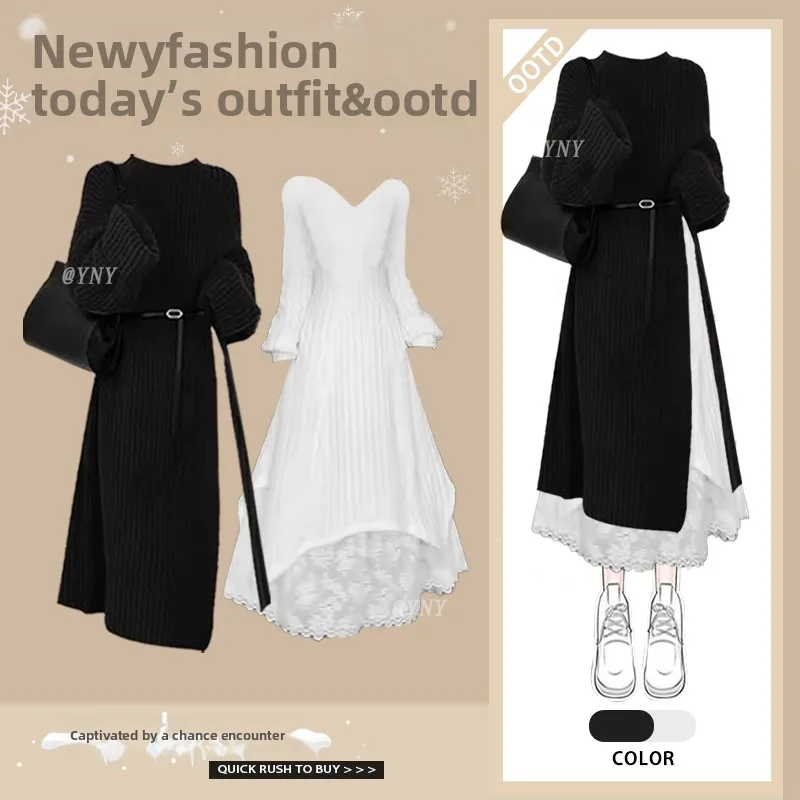 

Милый свитер Jaet, женский осенне-зимний новый Sle Long Sve для похудения Dr, комплект из двух предметов, модная повседневная одежда