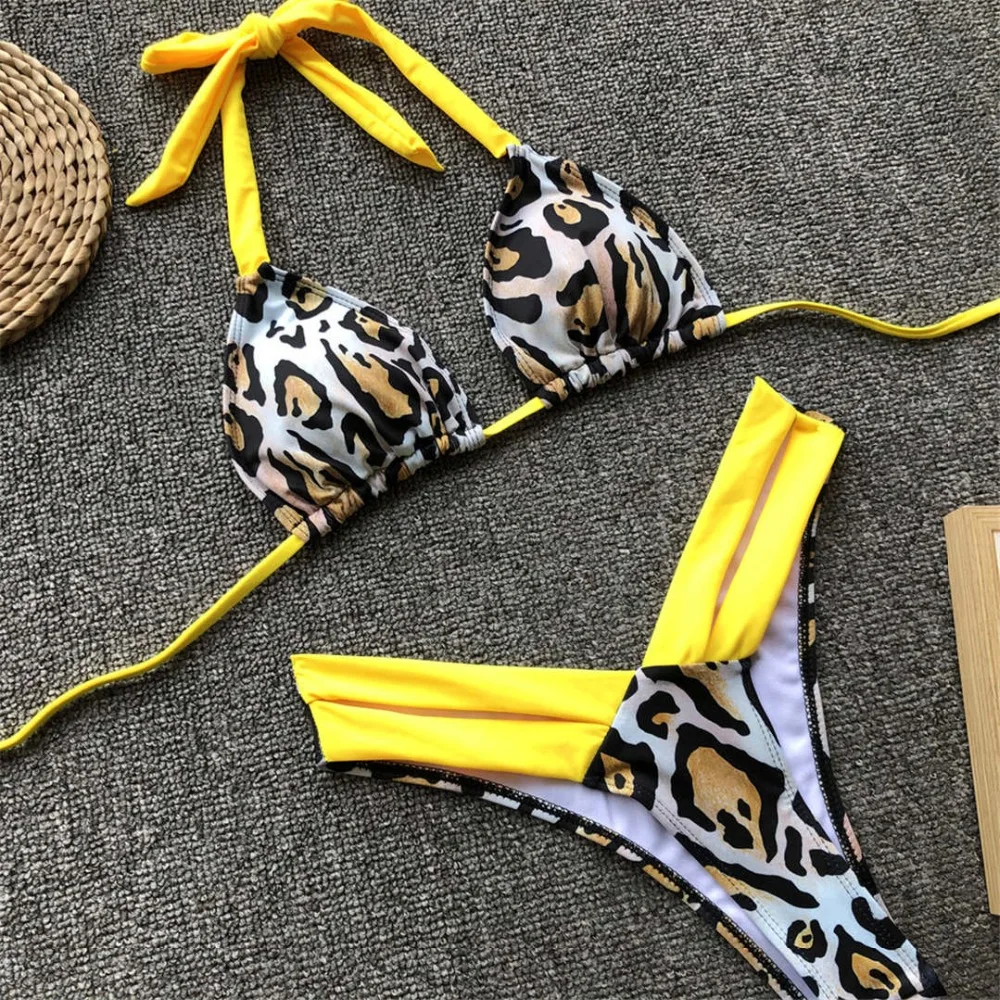 Neues zweiteiliges Bikini-Set, gelb-rosa, mit floralem Muster, brasilianischer Bikini, Damen-Badebekleidung, Badeanzug, Badebekleidung, V1199. – Detail 18