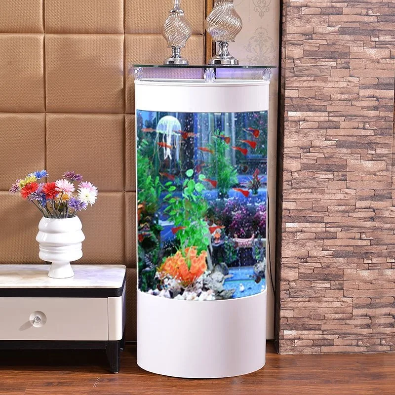 S1saa Fish tank living room water-free glass medium and large floor-standing tank household cylindrical aquarium