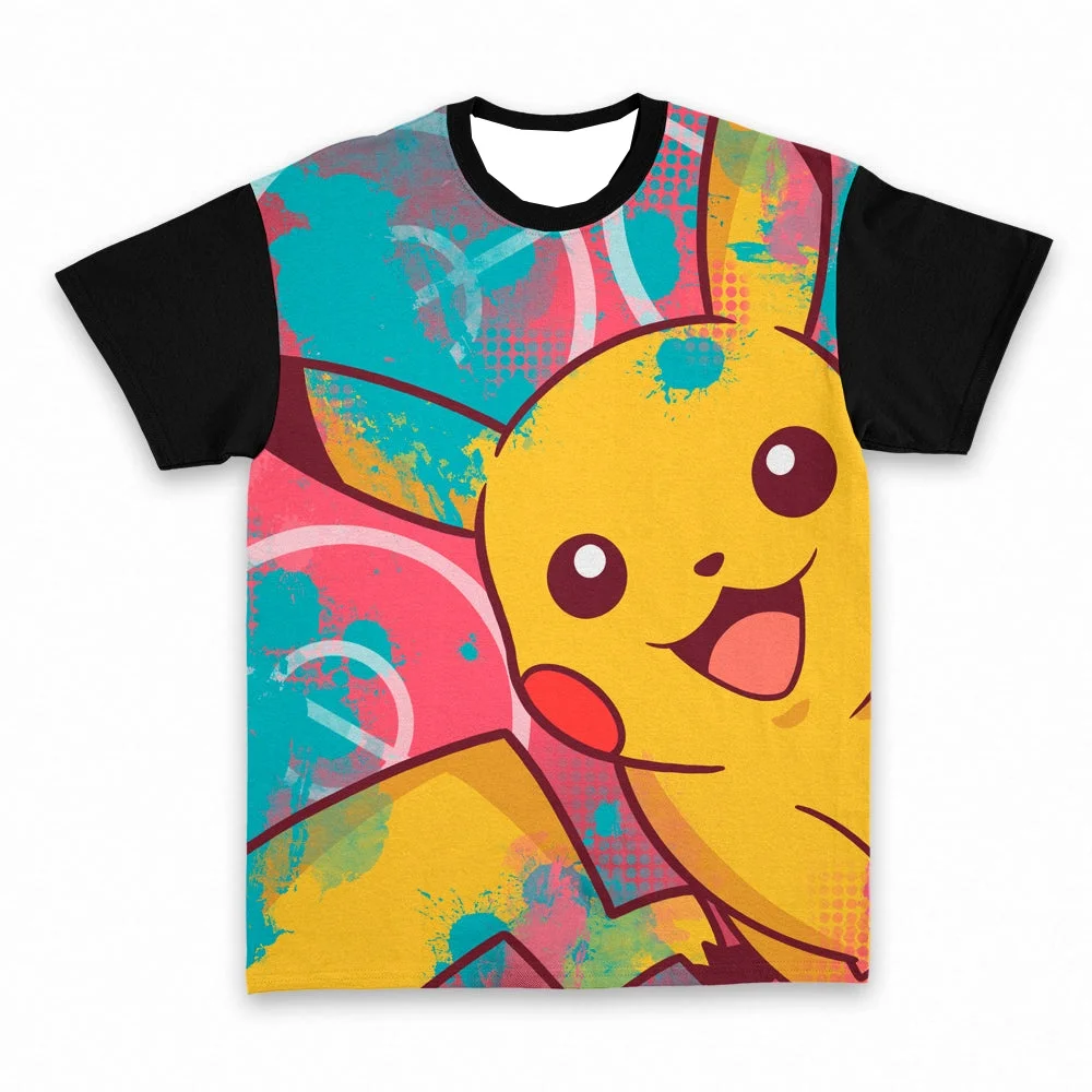 camiseta-com-estampa-de-arte-em-pintura-splatter-do-pokemon-pikachu-camiseta-grafica-amarela-de-anime