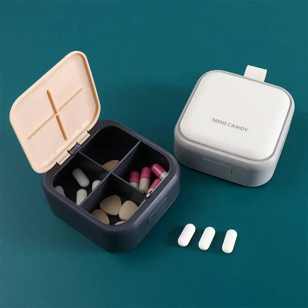 Portable Travel Tool Organizer Four grid Pill Case Medicine Box Pill Splitter Medicine Tablet Dispenser