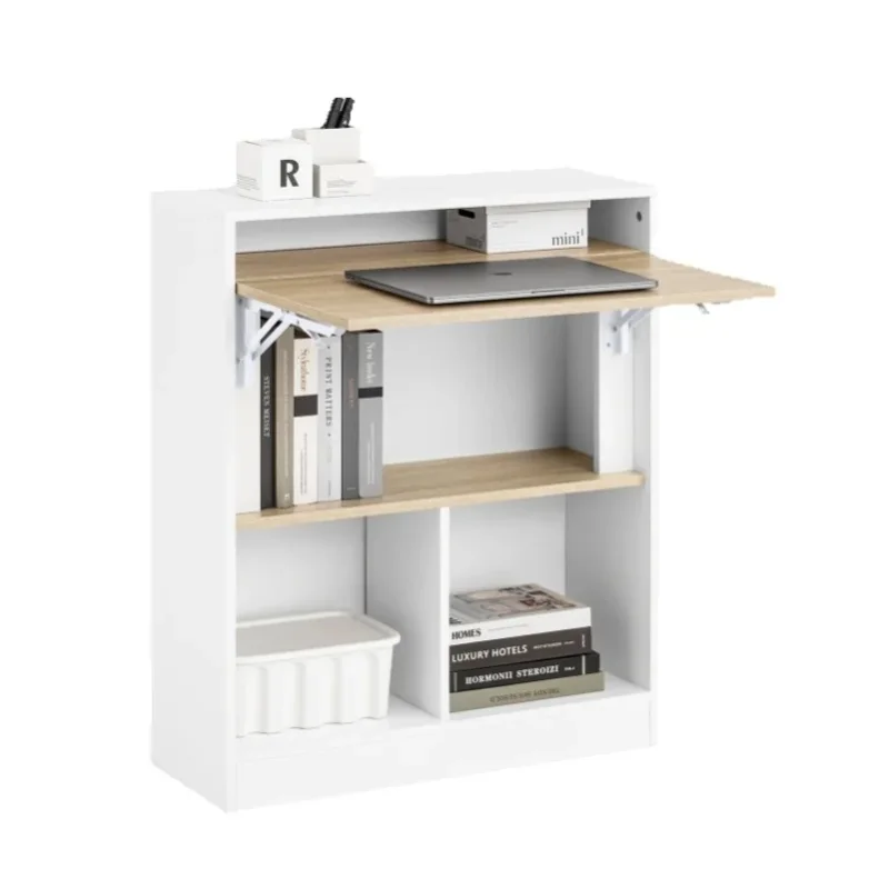 SoBuy FWT104 Klapptisch mit angebautem Schrank Klappbarer Tisch mit Schrank Faltbarer Tisch Schreibtischschrank