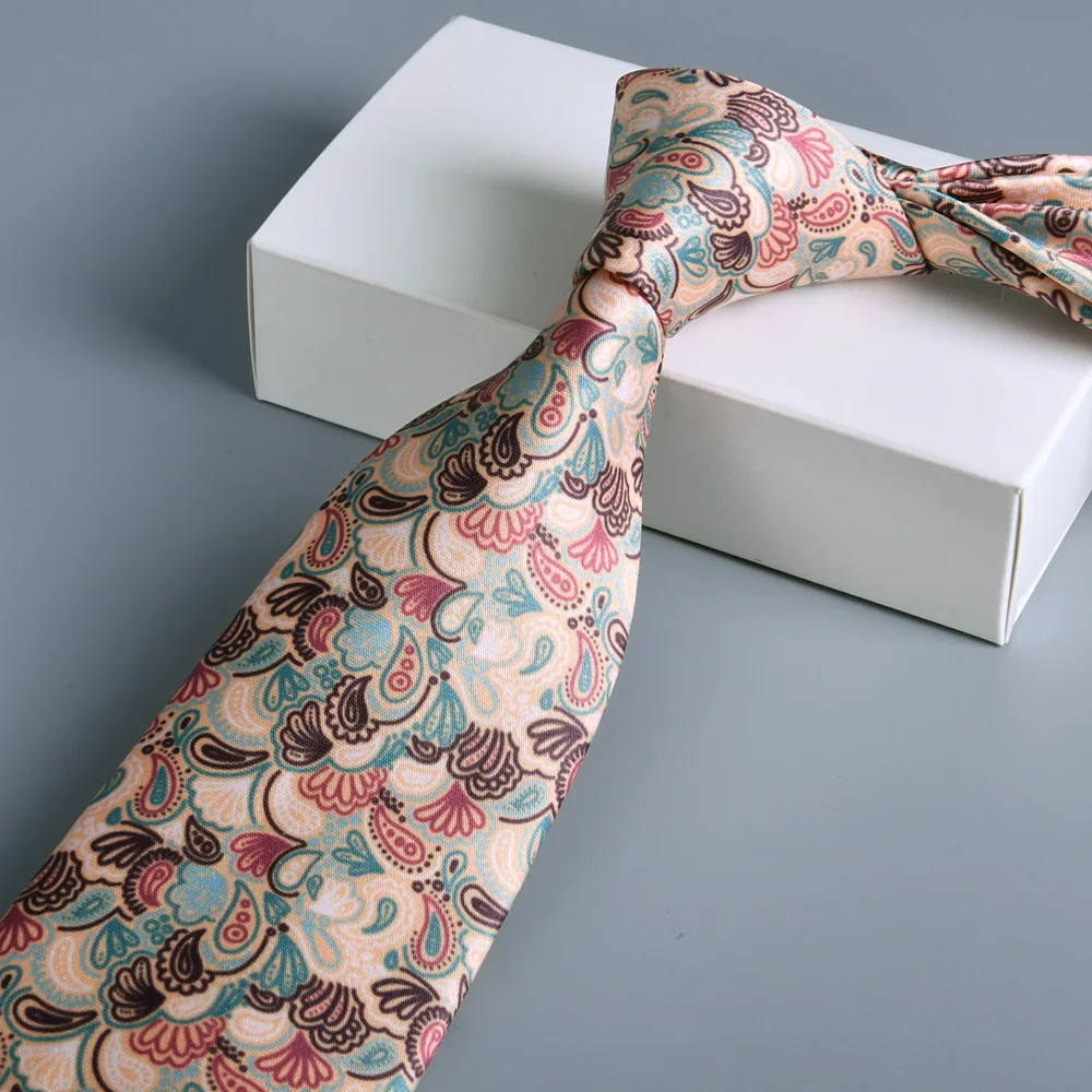 Vintage Silk Ties Men\'s Fashion 8cm Flower Floral Necktie For Men Wedding Business Meeting Gravata Soft Printing Tie Wed Gifts