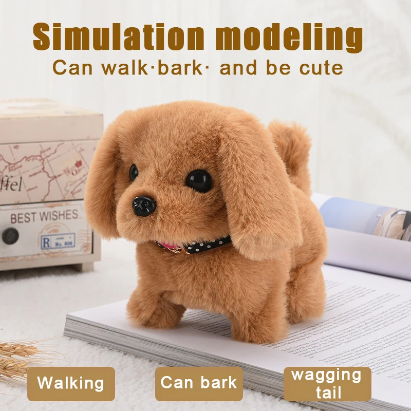 Realistic Plush Simulation Smart Dog Called Walking Plush Toy Electric Plush Robot Dog Toddler Companion Animal for Kids Gift