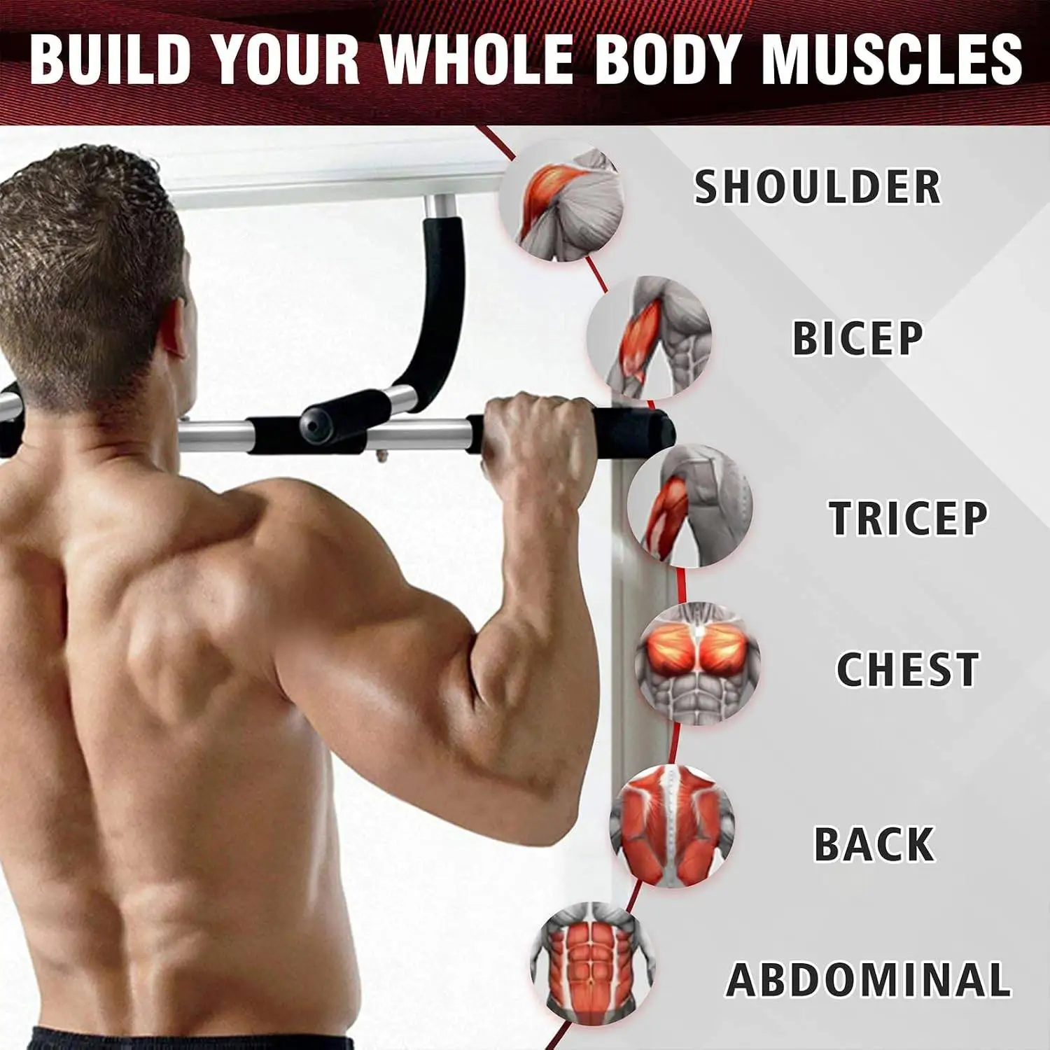 Verstellbare Klimmzugstange für das Heimtraining, Fitness-Studio, Türrahmen, horizontale Klimmzugstange, Sport- und Fitnessgeräte – Detail 4