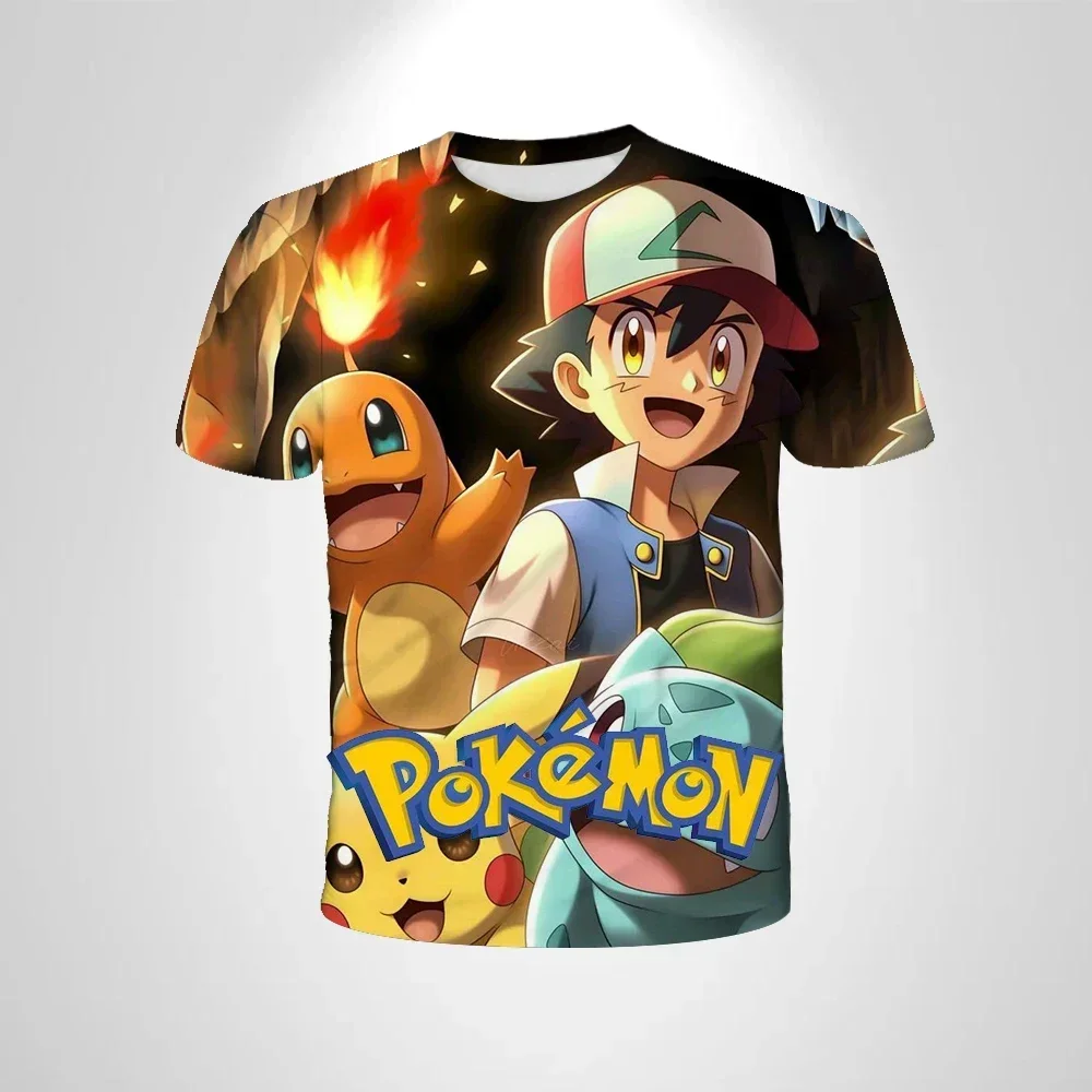 

Anime Pikachu 2025 Children 3D Fashion Casual T-shirt Pokemon Boys Girls Cosplay Clothing Men T-shirt Short Sleeve Kids Clothes