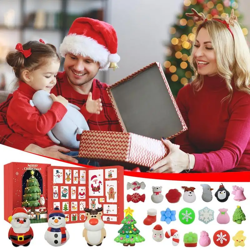 Christmas Holiday Calendar Toy Advent Calendar With 24Pcs Sensory Fidget Toys 24 Days Of Holiday Countdown With Snowman