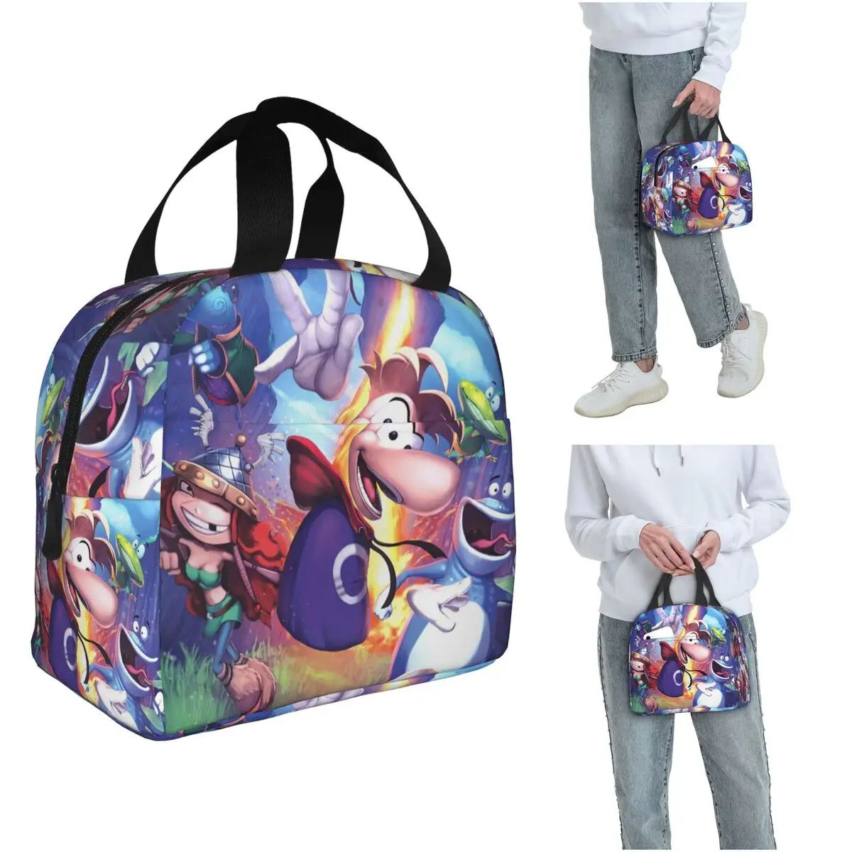 

Cartoon Games Rayman Legends Insulated Lunch Bag for Women Office Cooler Thermal Food Box Tote Portable Lunch Boxes Container