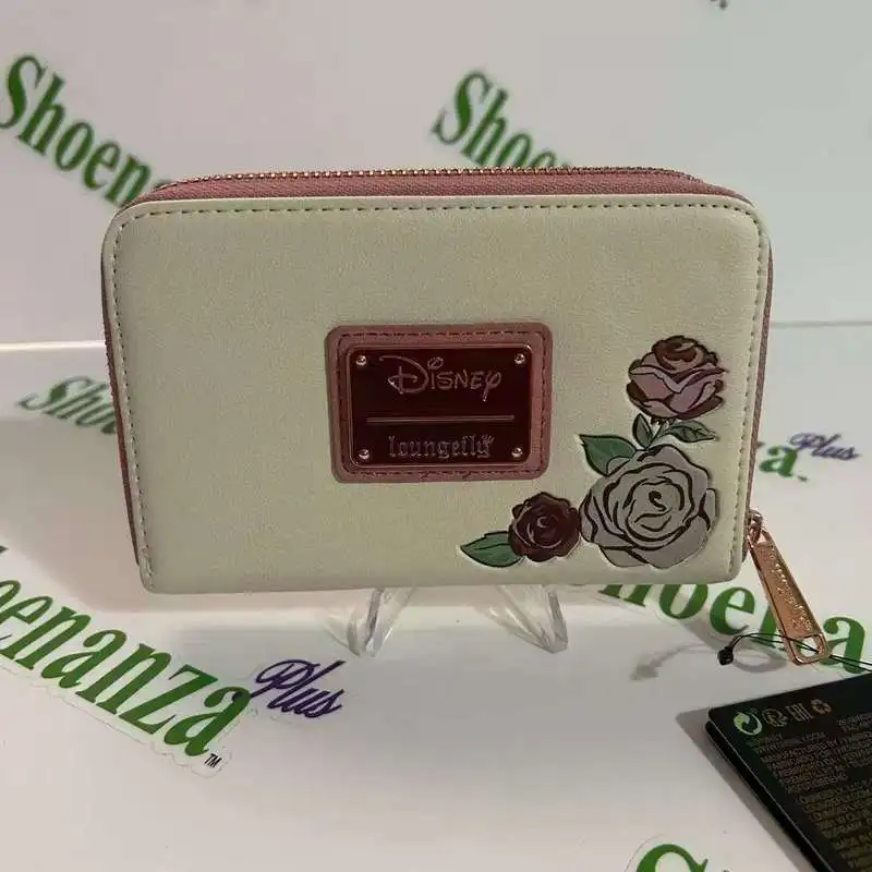 Disney Loungefly Cute Cartoon Beauty And The Beast Styling Embroidery Wallet Card Bag Storage Bag Coin Purse Fashion Girls Gifts