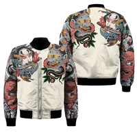 Chaqueta Bomber con estampado 3D para hombre, chándales con cremallera, ropa informal, máscara Samurai Oni, tatuaje, primavera y otoño