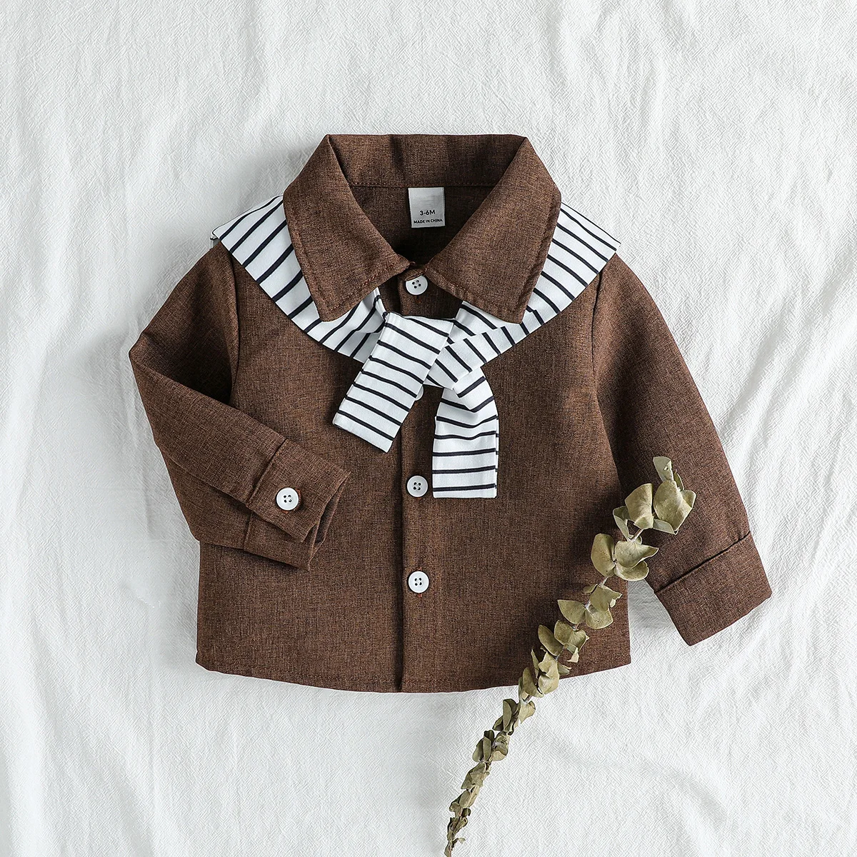 2Pcs Spring / Autumn Baby Boys  Shawl Shirt 2025 New Style Boys' Top Solid Long Sleeve Trendy Shirt For 1-3Y Fashion Clothes