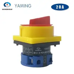 On Off Switch 2 Position Selector Changeover 20A 1 Pole Pad Lock Main Cam Rotary Switches Emergency Stop YMW26-20/1GS