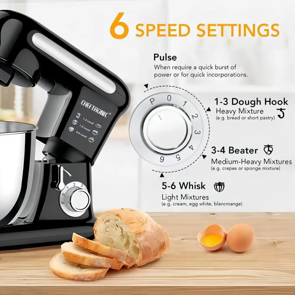 1pc Stand Mixer, Tilt-head Mixers, Kitchen Electric Dough Mixer, For Household Aids, 1000W 3.5L Stainless Steel Bowl (UK plug)