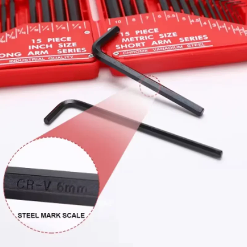 Allen Wrench Set Hex Key Set Multifunctional L Shape Wrench Set Inch/Metric MM Chromium-vanadium Steel Spanner Manual Hand Tools