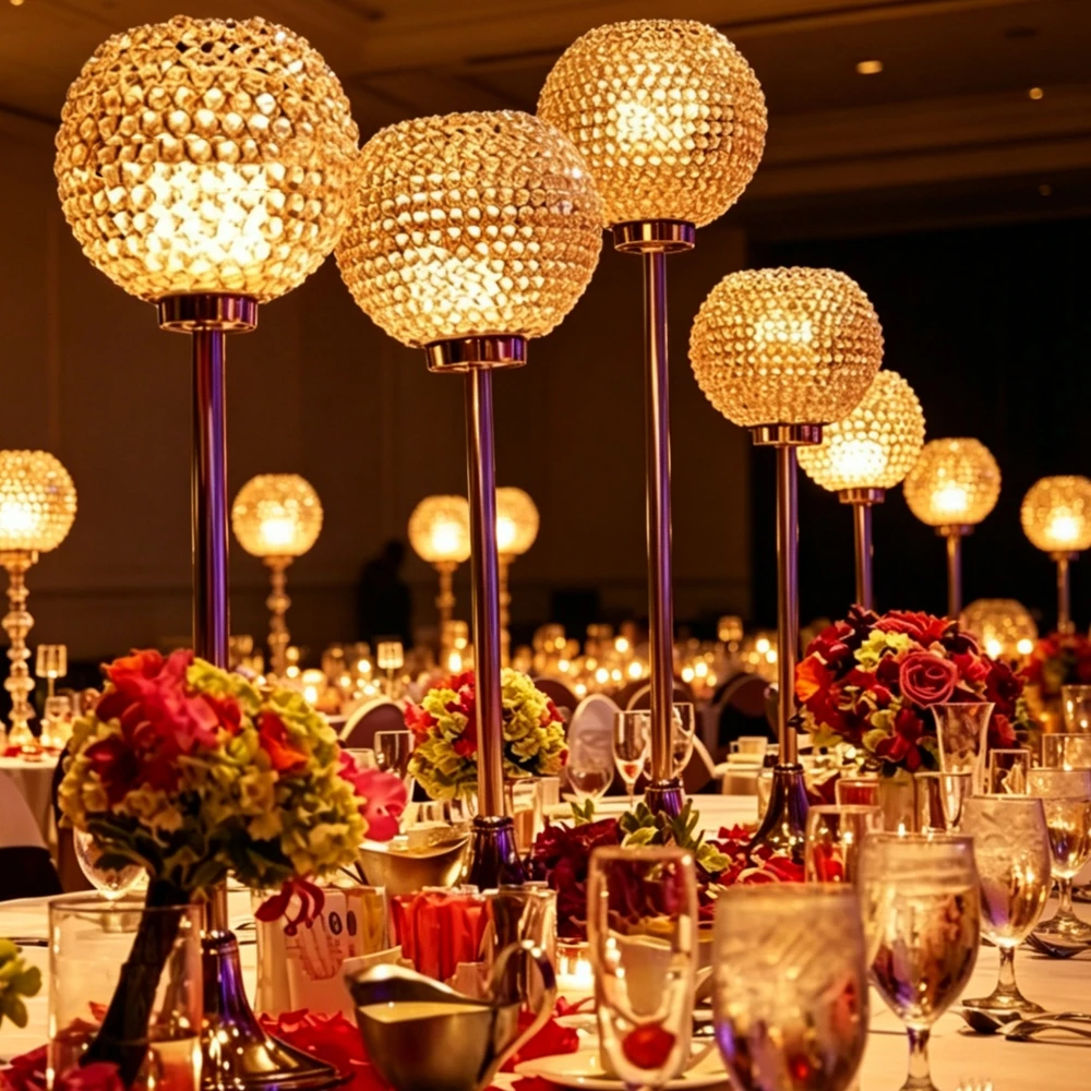 6pcs/set Tall Crystal Candelabra for Wedding, Flower Stand, Centerpiece Decoration, senyu0613